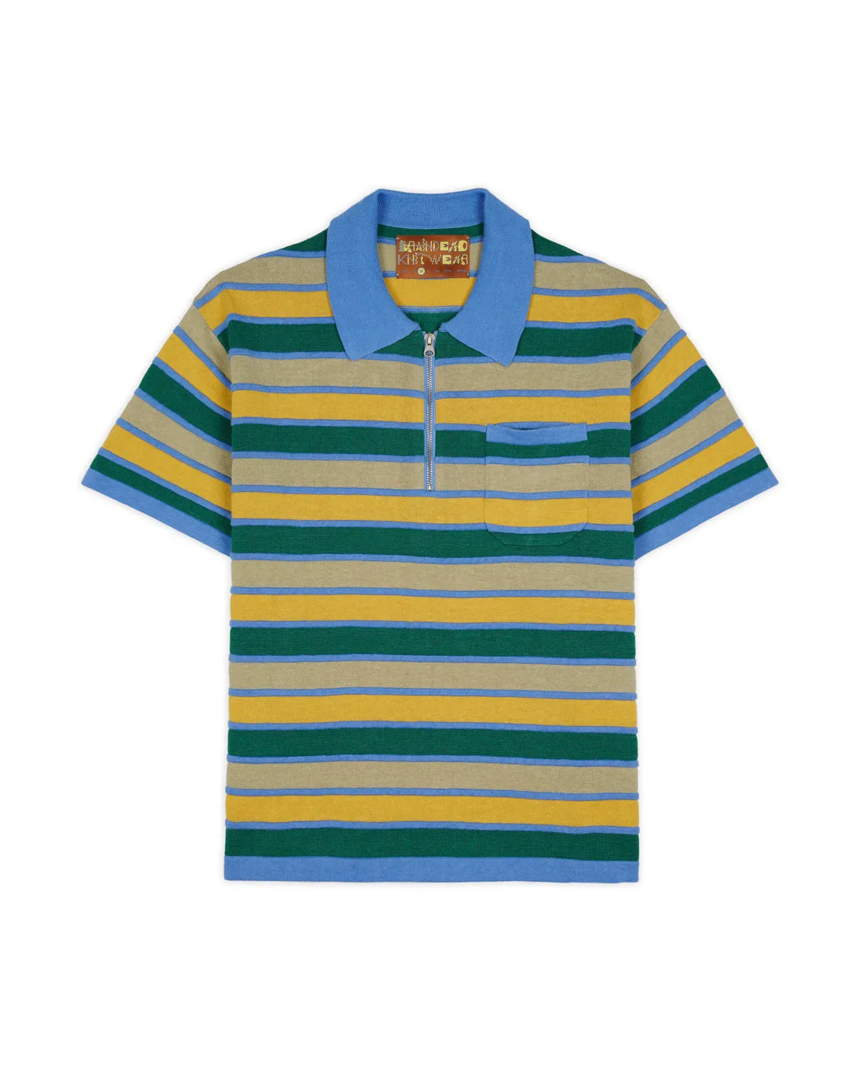 Lifted Stripe Half Zip Shirt - Yellow Multi sold by Brain Dead