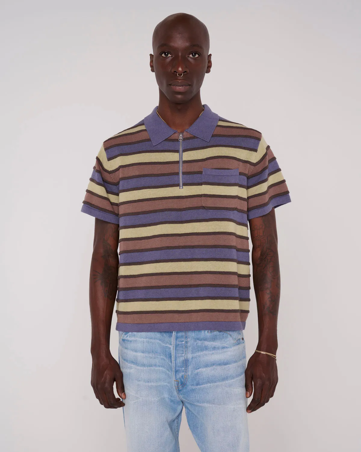 Lifted Stripe Half Zip Shirt - Blue Multi sold by Brain Dead product image thumbnail 5