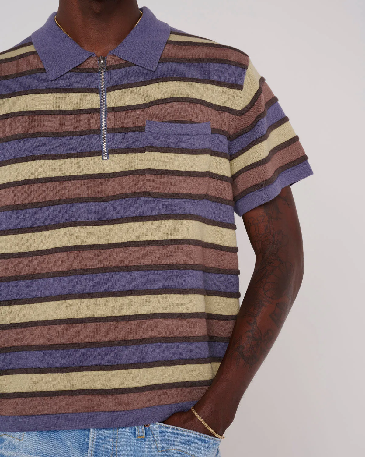 Lifted Stripe Half Zip Shirt - Blue Multi sold by Brain Dead product image thumbnail 2