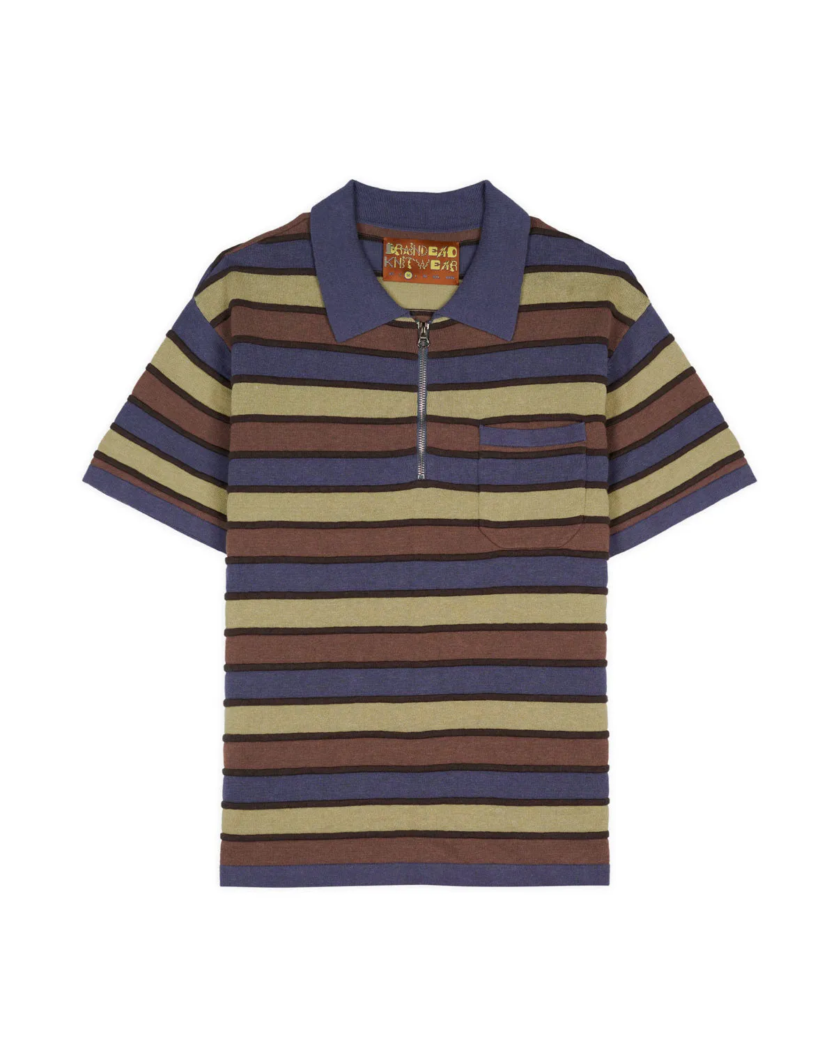 Lifted Stripe Half Zip Shirt - Blue Multi sold by Brain Dead