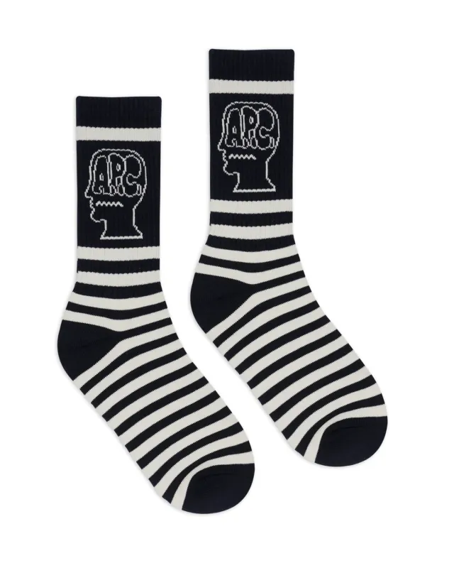 Brain Dead x A.P.C. Striped Socks - Navy made by Brain Dead