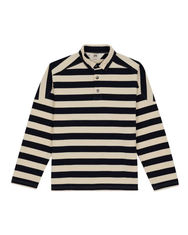 Brain Dead x A.P.C. Striped Pique Polo - Navy made by Brain Dead