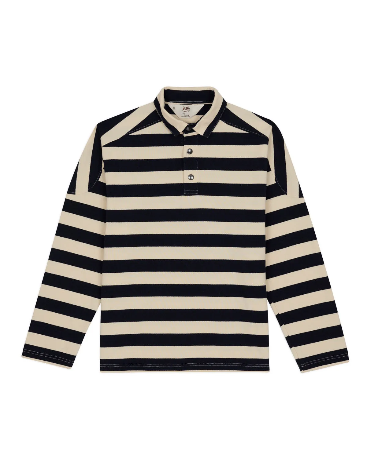 Brain Dead x A.P.C. Striped Pique Polo - Navy sold by Brain Dead
