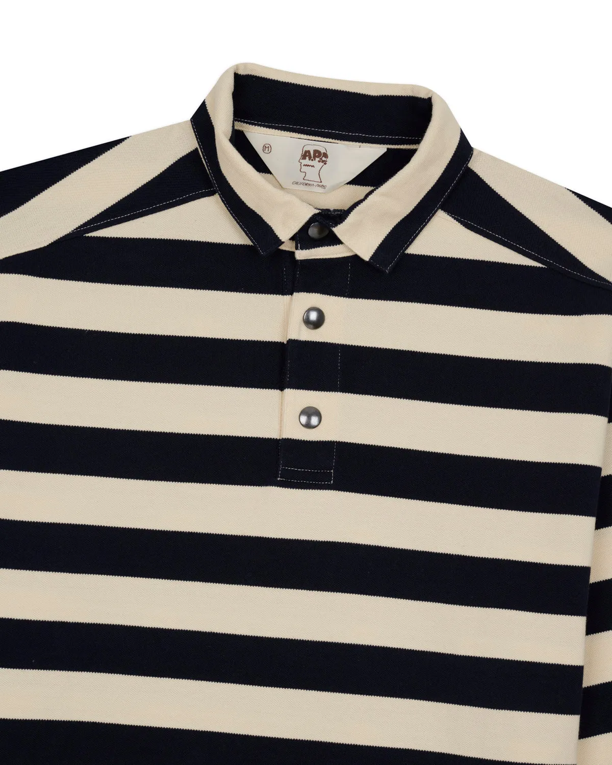 Brain Dead x A.P.C. Striped Pique Polo - Navy sold by Brain Dead product image thumbnail 3