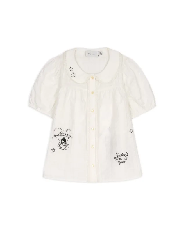 Brain Dead x Coach Embroidered Button Down Blouse - White made by Brain Dead