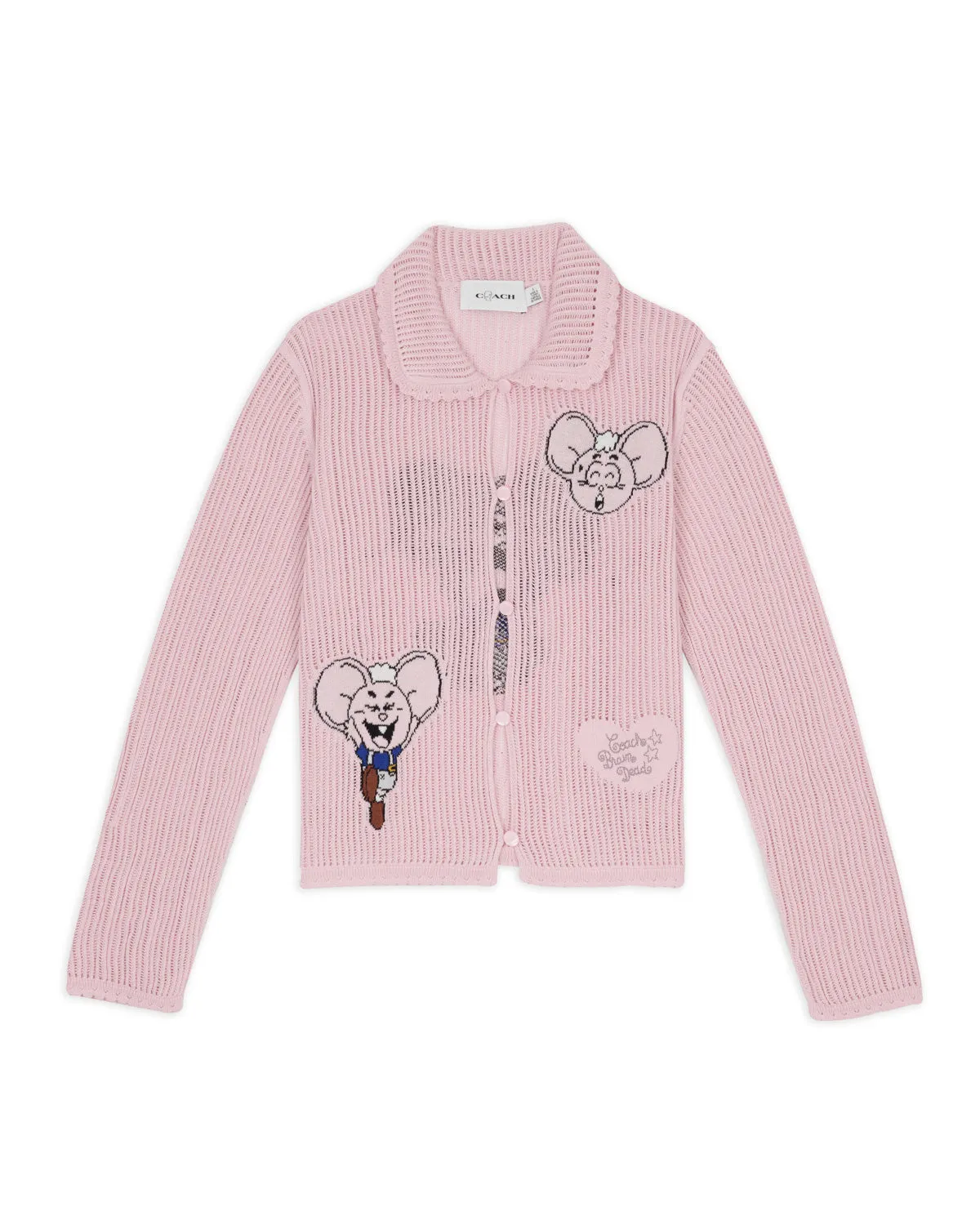 Brain Dead x Coach Intarsia Kachi Mouse Knit Cardigan - Pink sold by Brain Dead