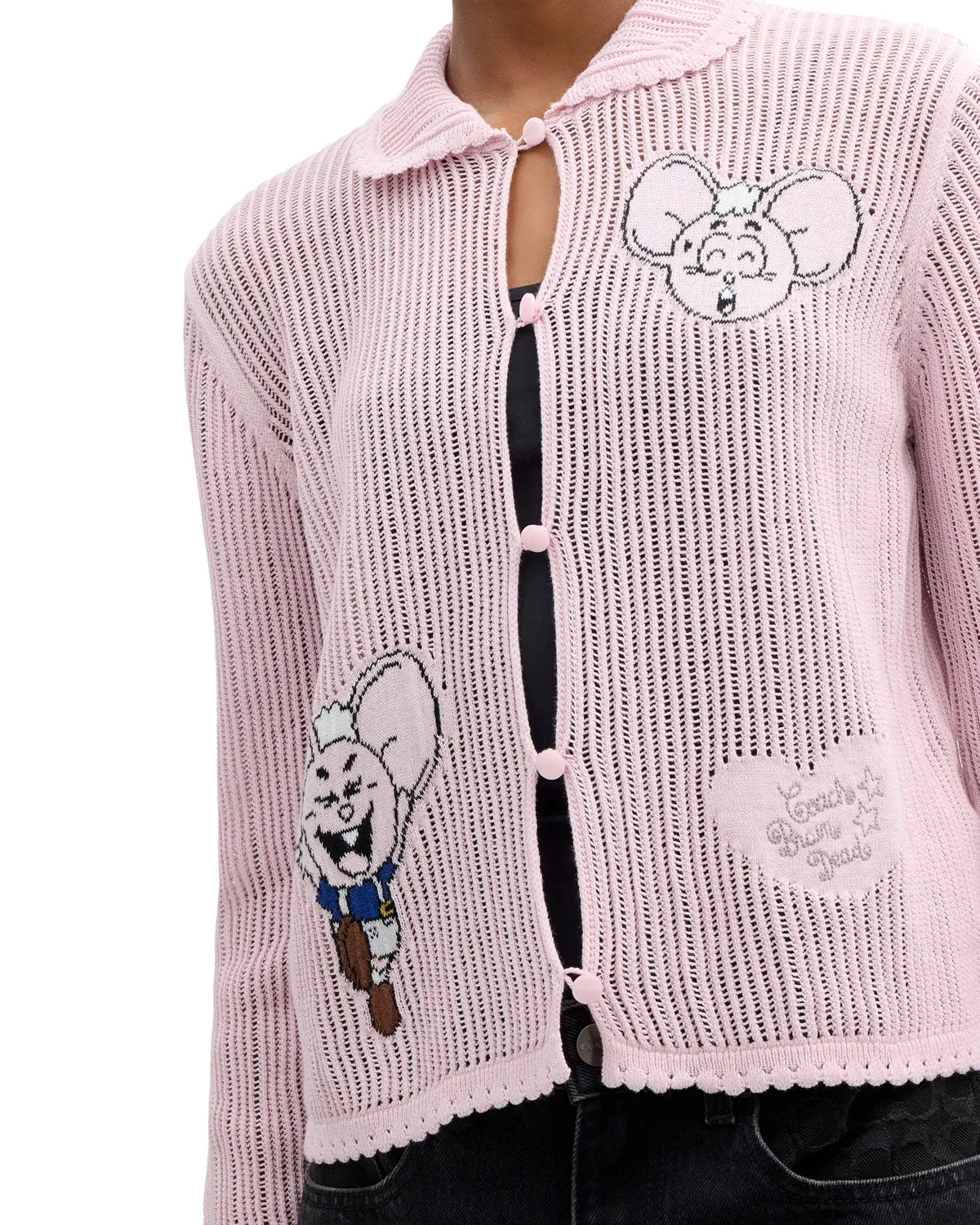 Brain Dead x Coach Intarsia Kachi Mouse Knit Cardigan - Pink sold by Brain Dead product image thumbnail 2