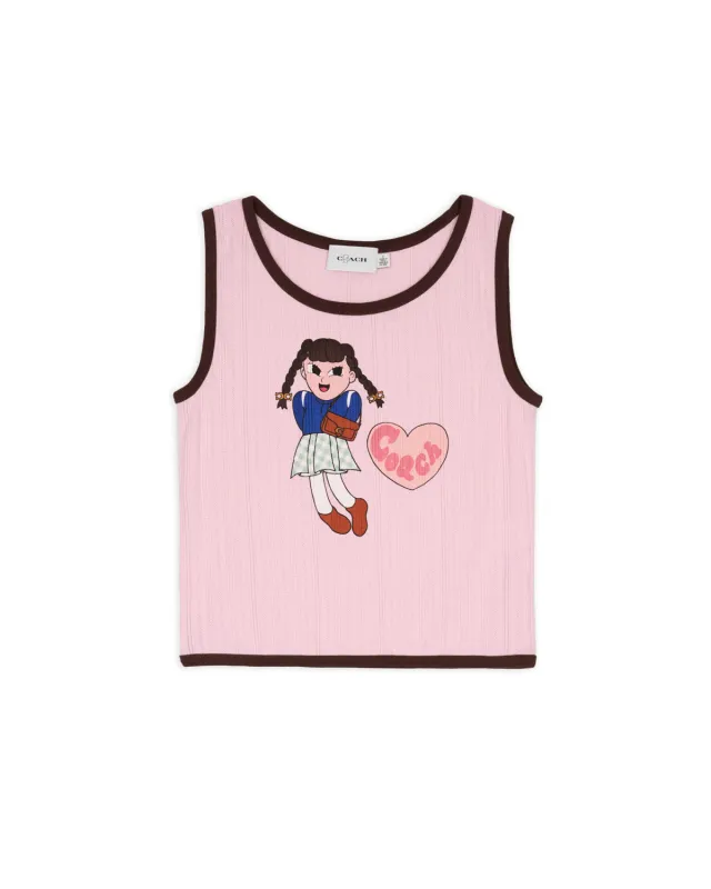 Brain Dead x Coach Pointelle Graphic Tank Top - Pink made by Brain Dead