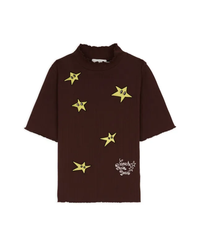 Brain Dead x Coach Pointelle Mockneck Top - Brown made by Brain Dead
