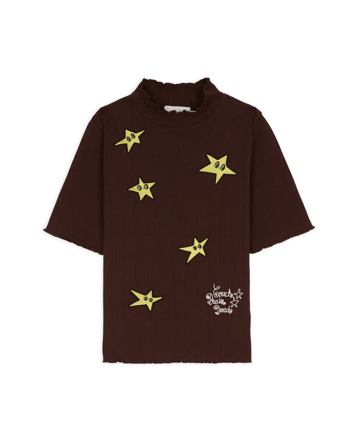 Brain Dead x Coach Pointelle Mockneck Top - Brown sold by Brain Dead