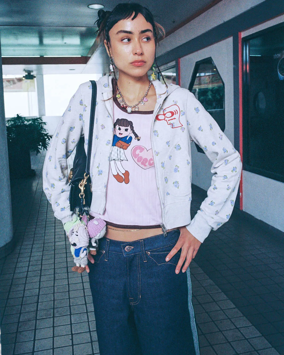 Brain Dead x Coach Shrunken Floral Print Hoodie - Heather Grey sold by Brain Dead product image thumbnail 2