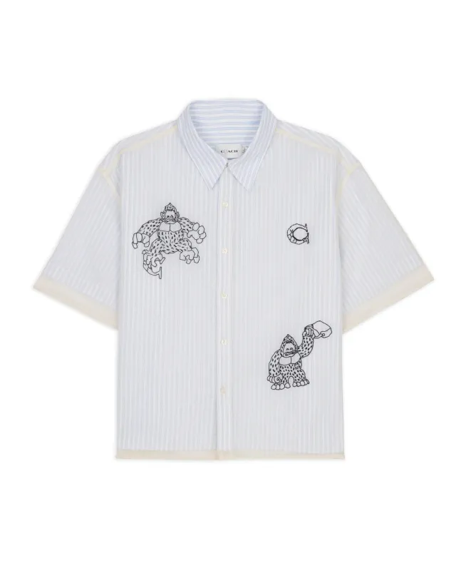 Brain Dead x Coach Striped Camp Shirt - Blue Stripe made by Brain Dead