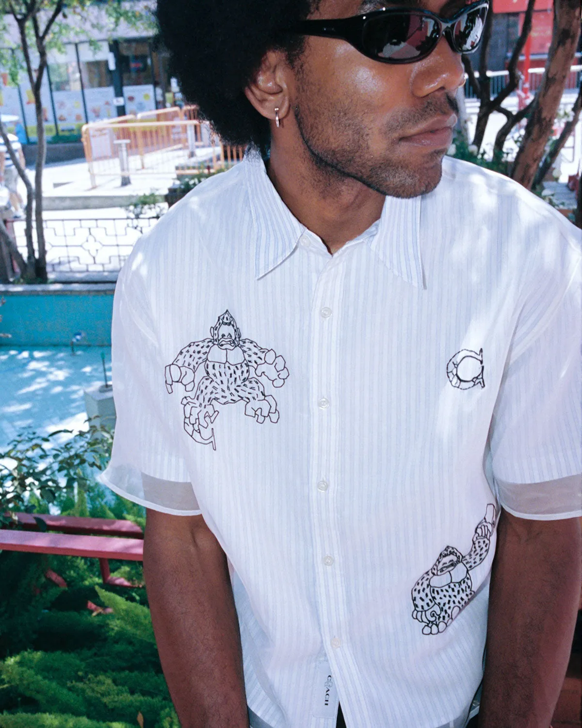 Brain Dead x Coach Striped Camp Shirt - Blue Stripe sold by Brain Dead product image thumbnail 2
