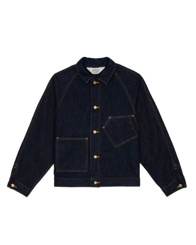Denim Cropped Engineer Jacket - Washed Indigo made by Brain Dead