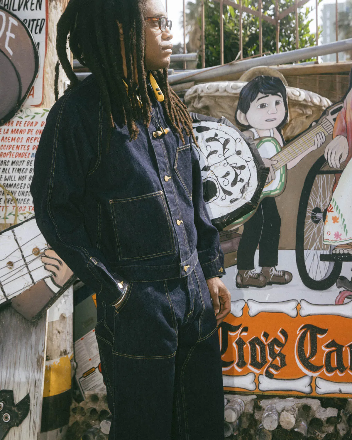 Denim Cropped Engineer Jacket - Washed Indigo sold by Brain Dead product image thumbnail 4