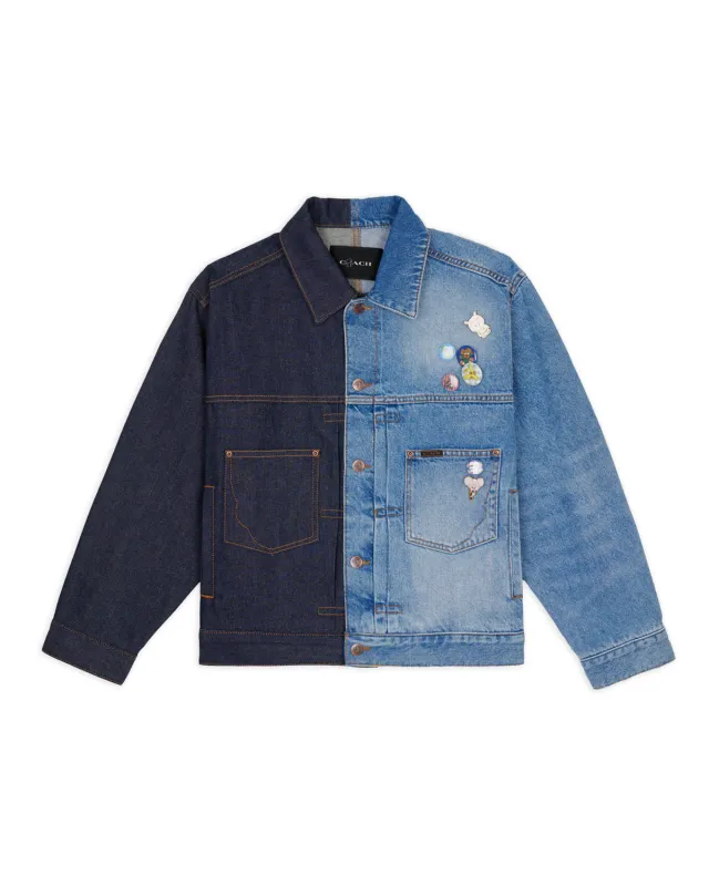 Brain Dead x Coach Split Denim Jacket - Blue Multi made by Brain Dead