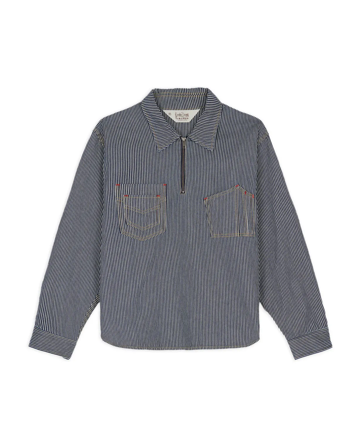 Hickory Stripe Half Zip Work Shirt - Navy sold by Brain Dead