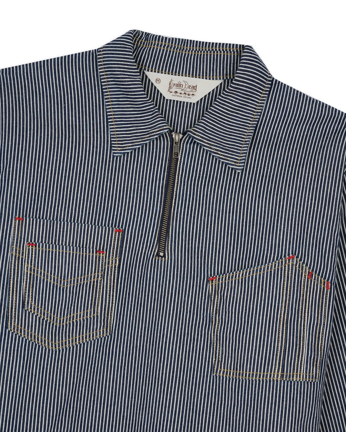 Hickory Stripe Half Zip Work Shirt - Navy sold by Brain Dead product image thumbnail 2