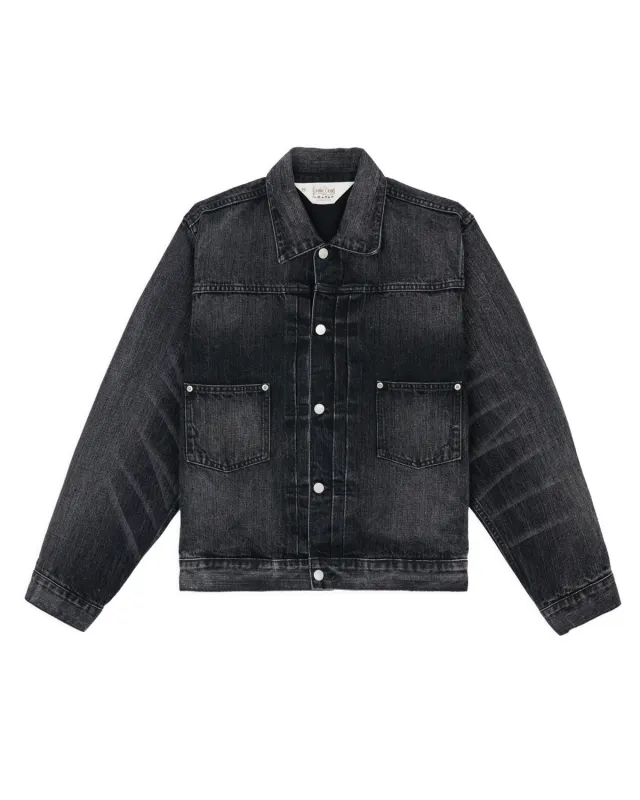 13.2oz Selvedge Denim Trucker Jacket - Washed Black made by Brain Dead