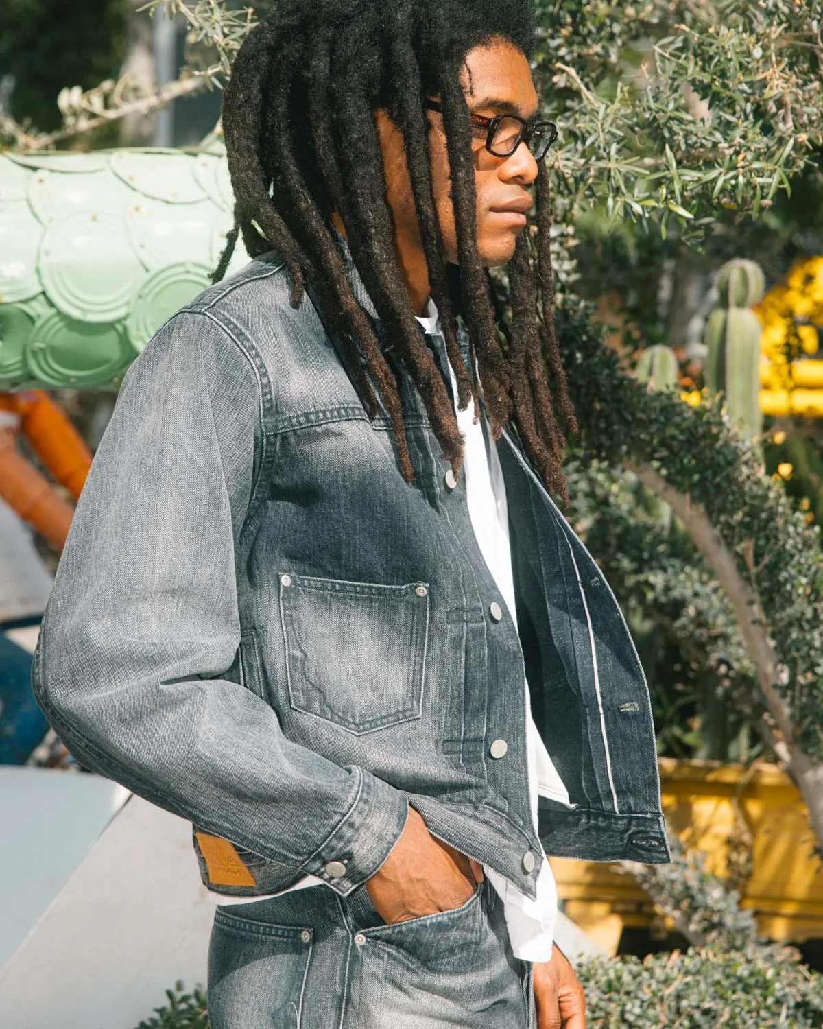 13.2oz Selvedge Denim Trucker Jacket - Washed Black sold by Brain Dead product image thumbnail 2