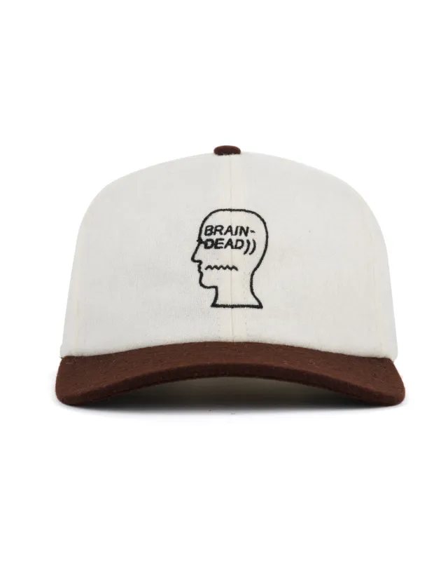 Flannel Classic Logohead 6 Panel Hat - Cream/Brown made by Brain Dead