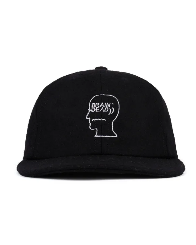 Flannel Logohead 6 Panel Hat - Black made by Brain Dead