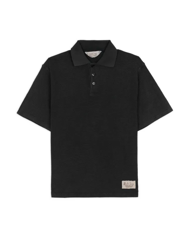 Pique Thermal Polo Shirt - Washed Black made by Brain Dead