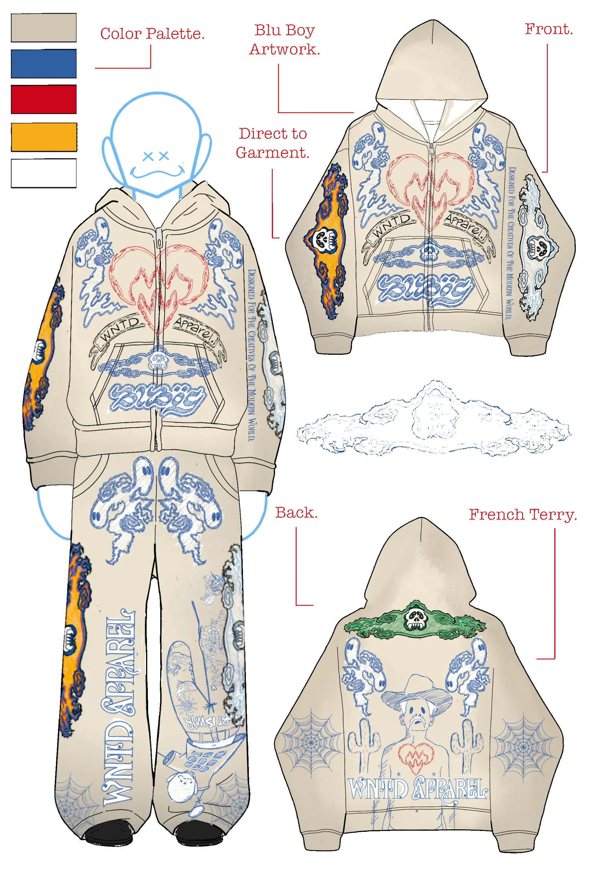 BLU BOY SKETCH ZIP HOODIE sold by WNTD APPAREL product image thumbnail 2