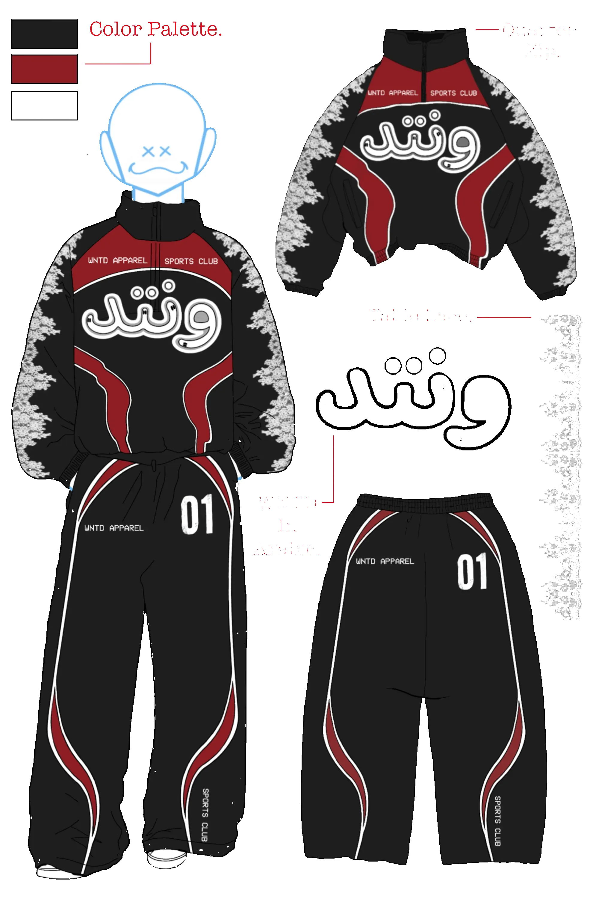 TABLE LACE TRACK PANTS sold by WNTD APPAREL product image thumbnail 2