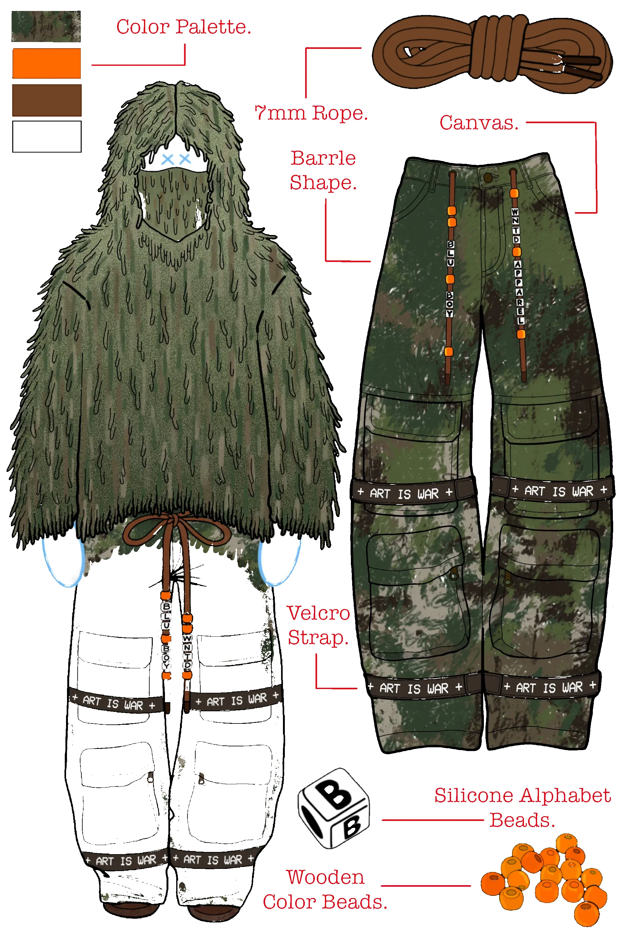 ART IS WAR CARGO PANTS sold by WNTD APPAREL product image thumbnail 2