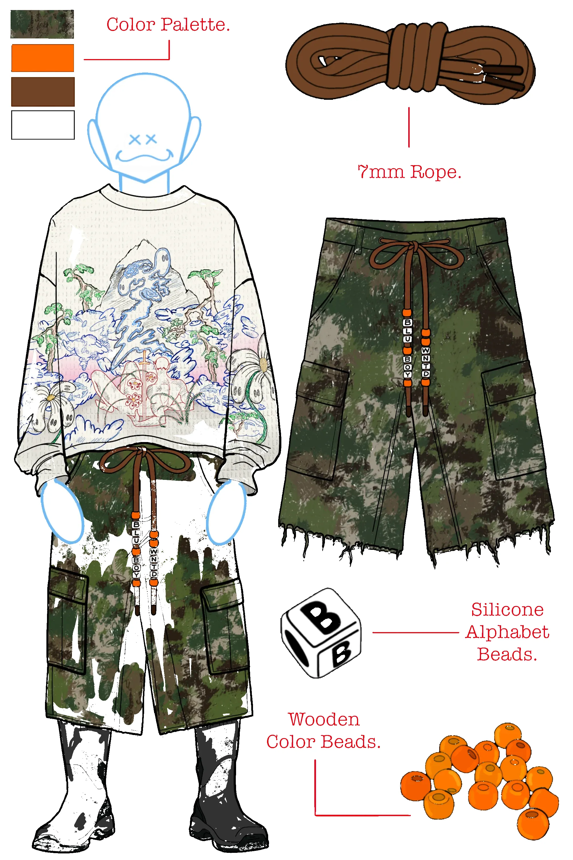 CHARM ROPE CARGO SHORTS sold by WNTD APPAREL product image thumbnail 2