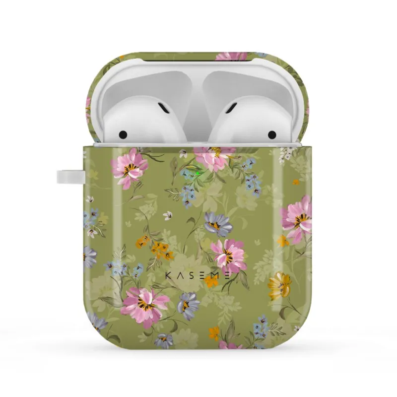 Seasonal Florals Green by Ellenkatie_ AirPods case sold by KaseMe