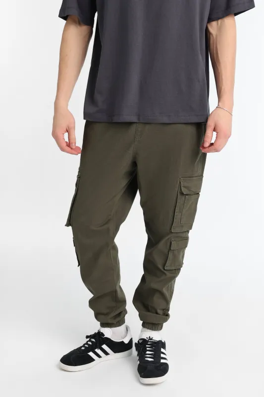 Jogger cargo utilitaire en sergé sold by West49
