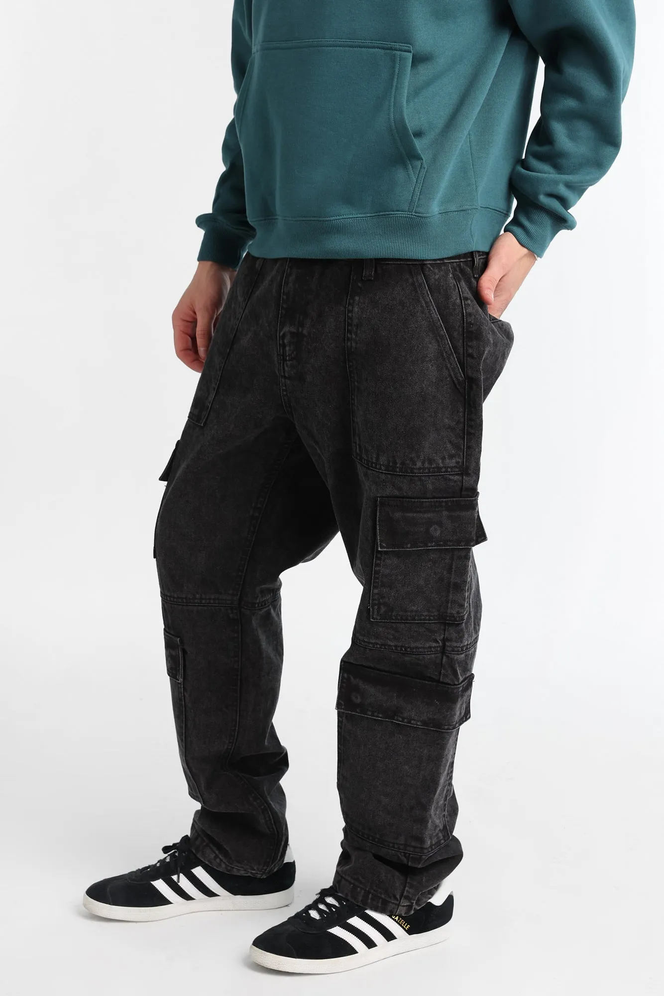 Jean cargo délavé noir à 4 poches sold by West49 product image thumbnail 5