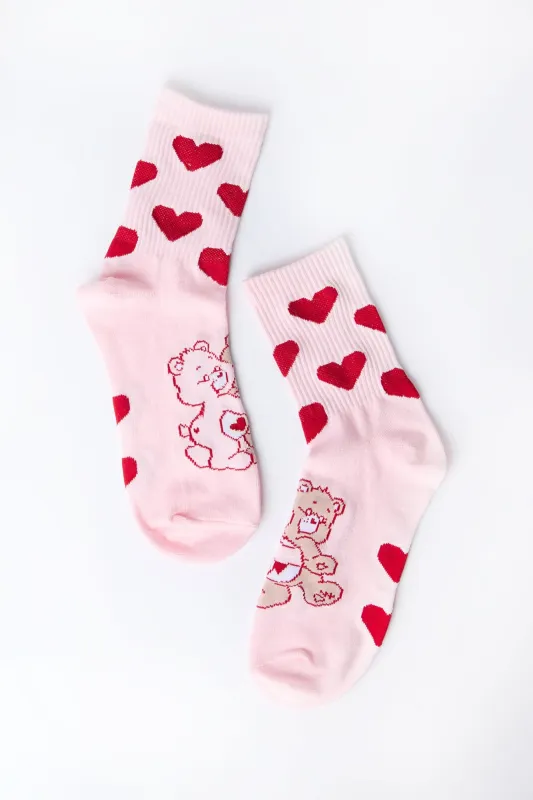 Chaussettes imprimées Care Bears à coeurs made by West49