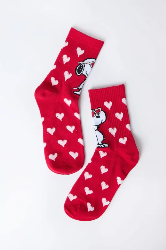 Peanuts Snoopy Hearts Crew Socks made by Peanuts