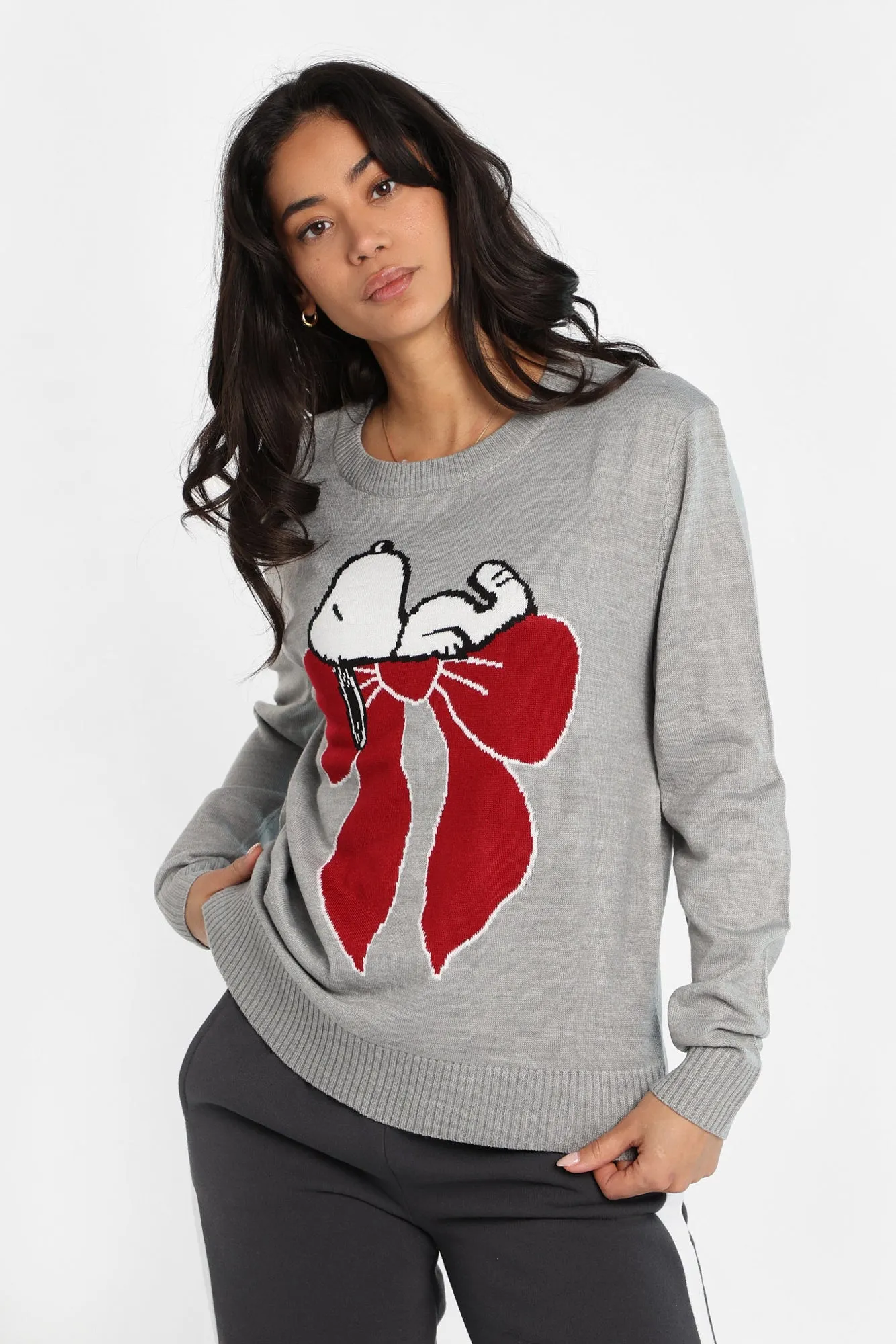 Snoopy Bow Crew Neck Sweater sold by West49