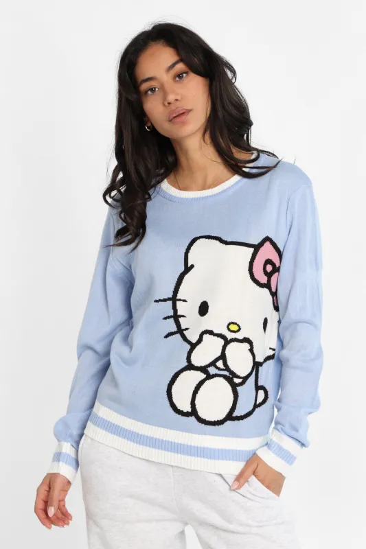 Hello Kitty Striped Graphic Crew Neck Sweater sold by West49