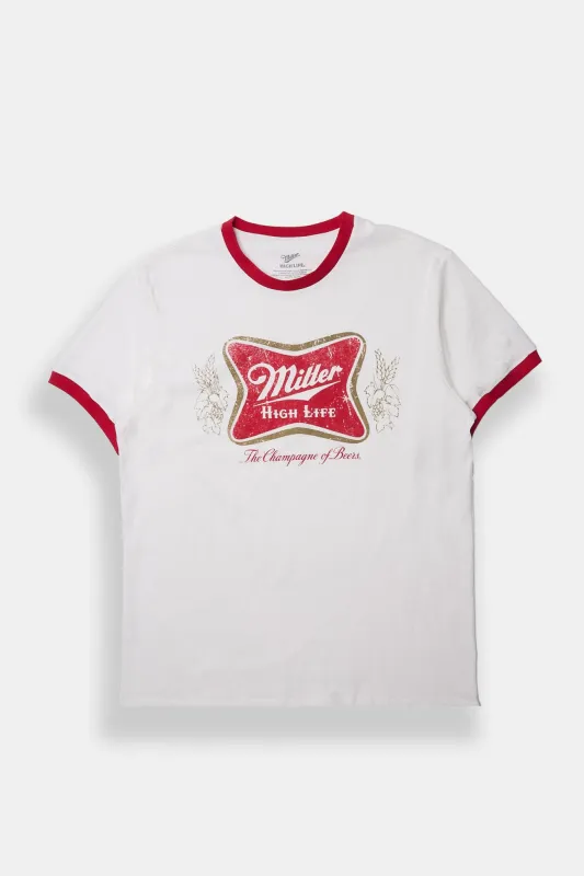 T-shirt surdimensionné à bordure contrastée imprimé Miller High Life sold by West49