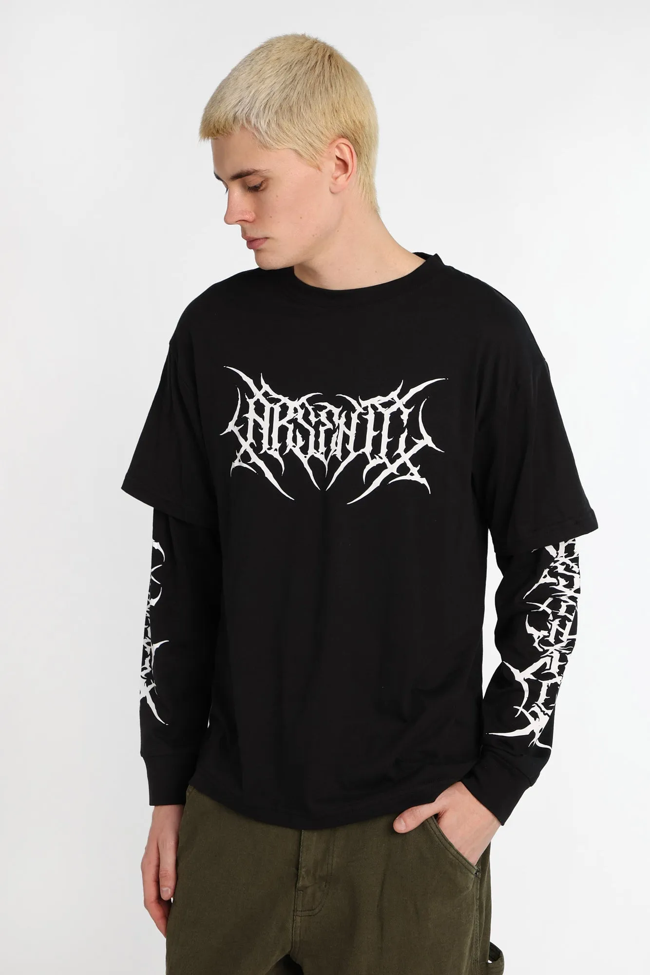 T-shirt à manches longues superposé imprimé gothique Arsenic sold by West49