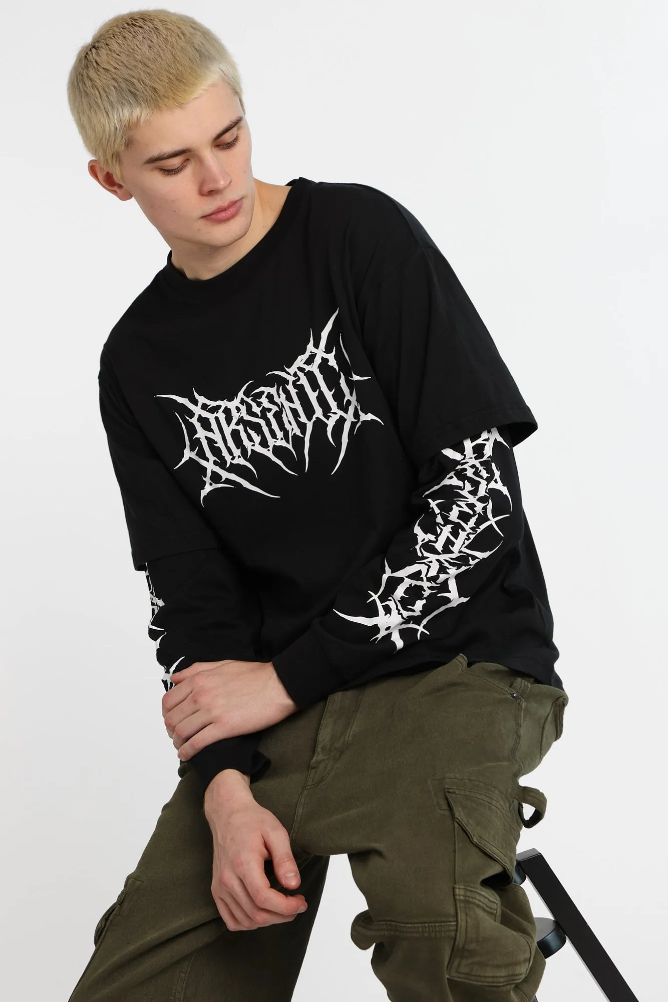 T-shirt à manches longues superposé imprimé gothique Arsenic sold by West49 product image thumbnail 5