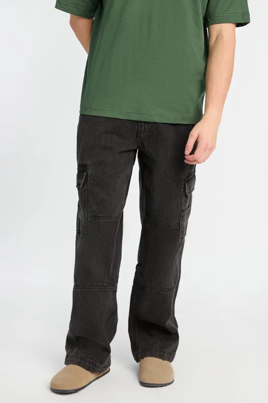 Carpenter Style Black Cargo Jeans sold by West49