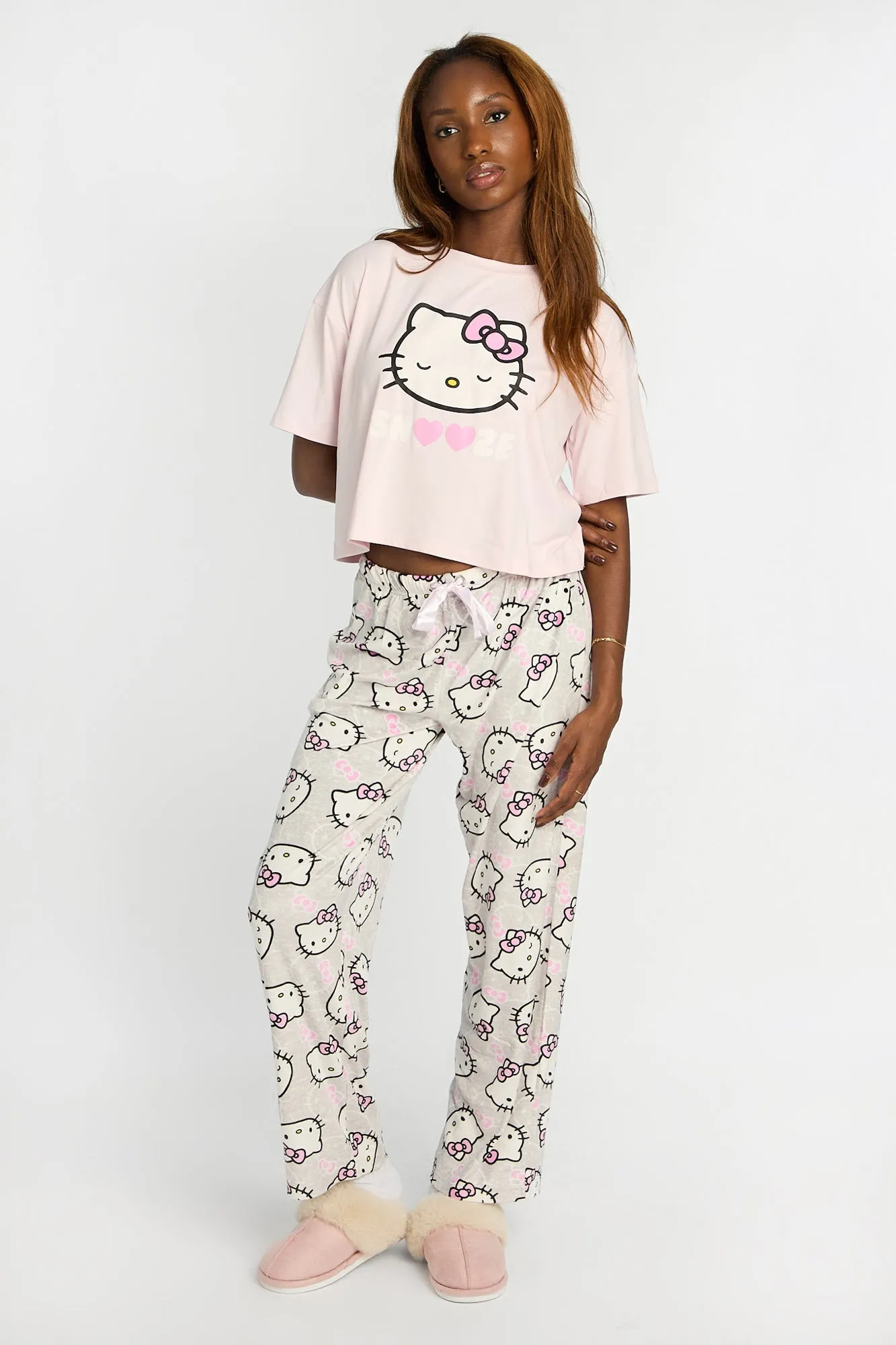 Hello Kitty Snooze 2-Piece Pajama Tee & Velour Pajama Pants Set sold by West49