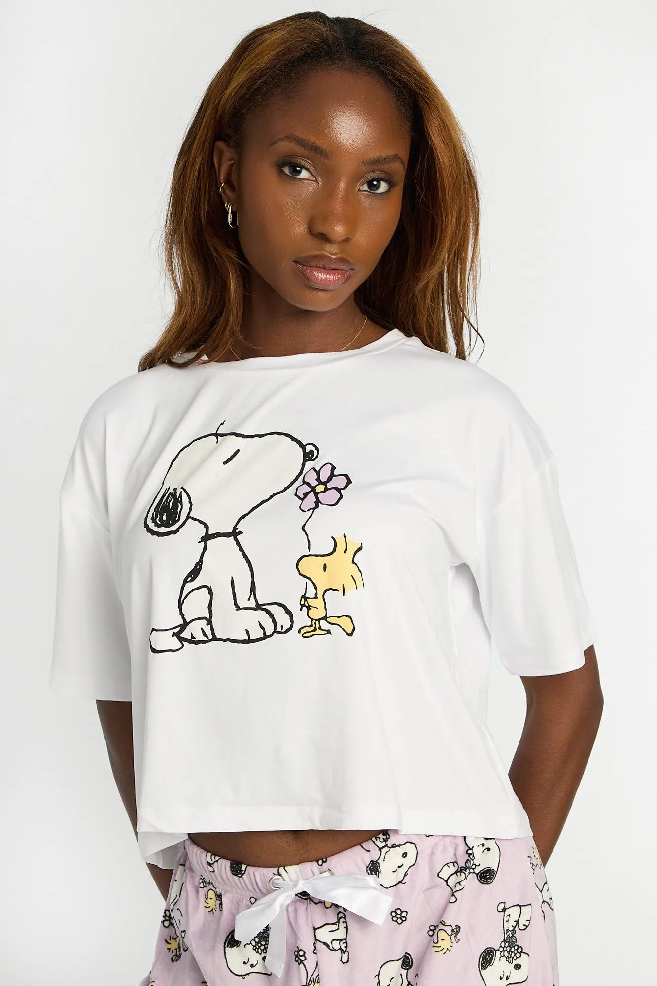 Peanuts Snoopy Flower 2-Piece Pajama Tee & Velour Pajama Pants Set sold by West49 product image thumbnail 3