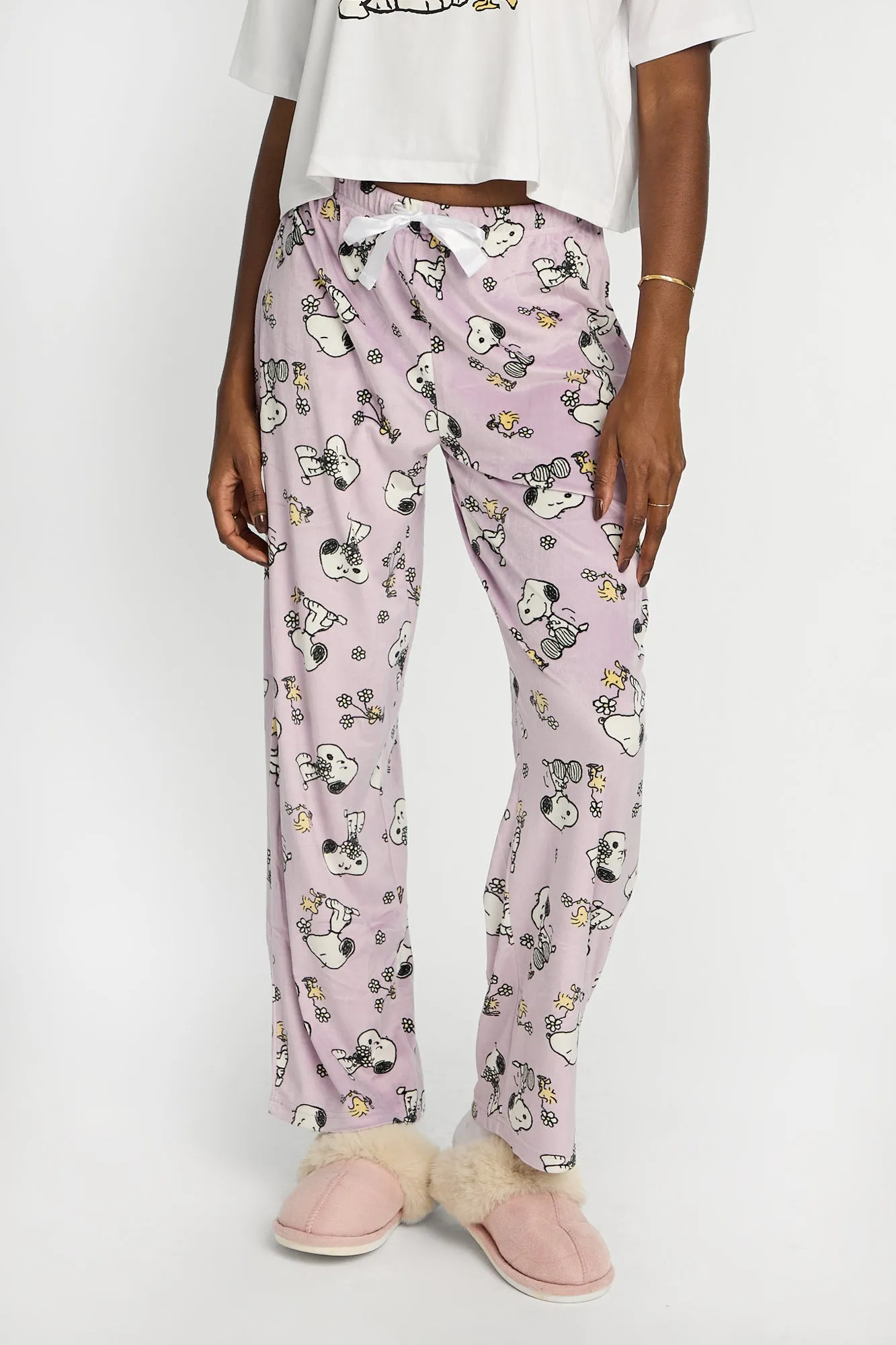 Peanuts Snoopy Flower 2-Piece Pajama Tee & Velour Pajama Pants Set sold by West49 product image thumbnail 4