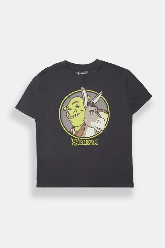 T-shirt coupe boyfriend imprimé Shrek et l'âne made by West49