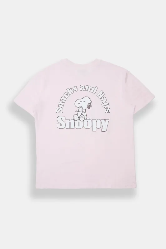 T-shirt coupe boyfriend imprimé Peanuts Snoopy Snacks & Naps made by Peanuts