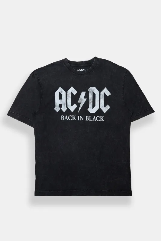 T-shirt surdimensionné délavé imprimé AC/DC homme sold by West49