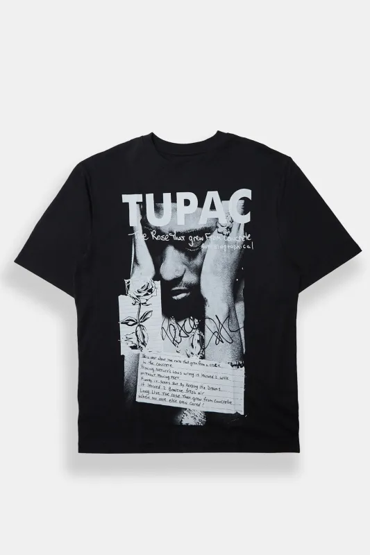 T-shirt surdimensionné imprimé Tupac The Rose That Grew From Concrete homme made by West49