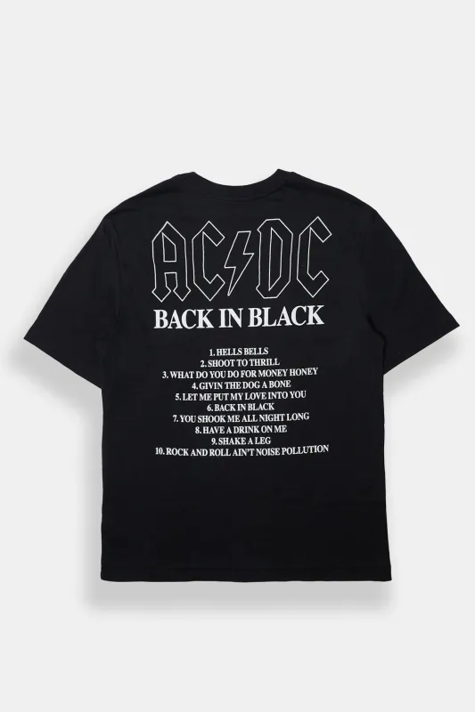 Mens AC/DC Back In Black Graphic Oversized Tee sold by West49